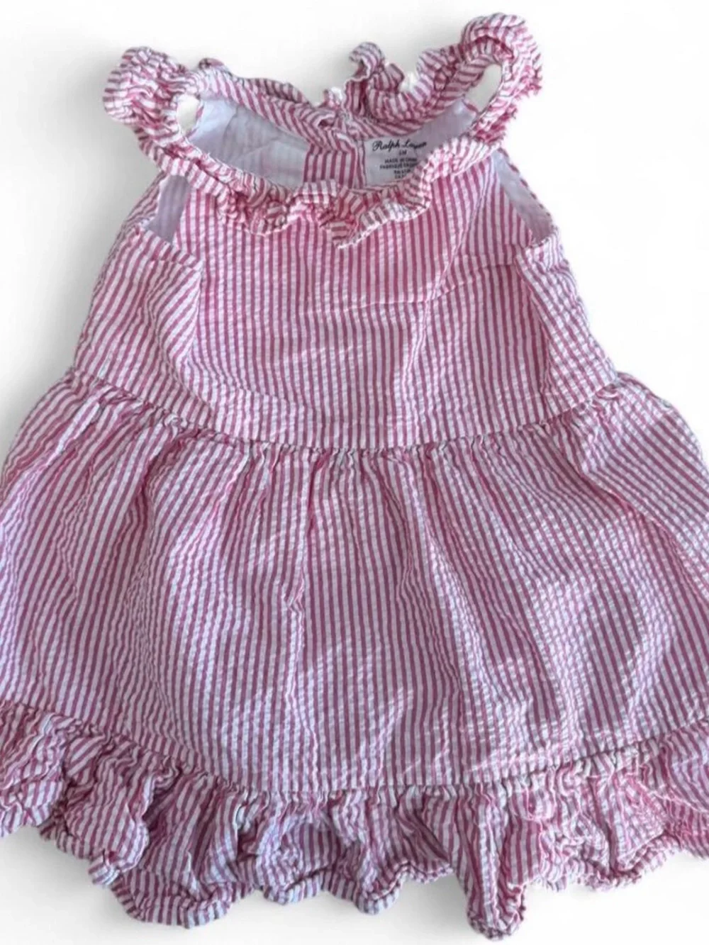 Ralph Lauren Pink & White Striped Ruffle Sundress